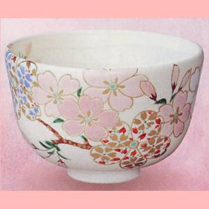 茶道具 茶碗 仁清 色彩 桜 山本蓼 茶碗