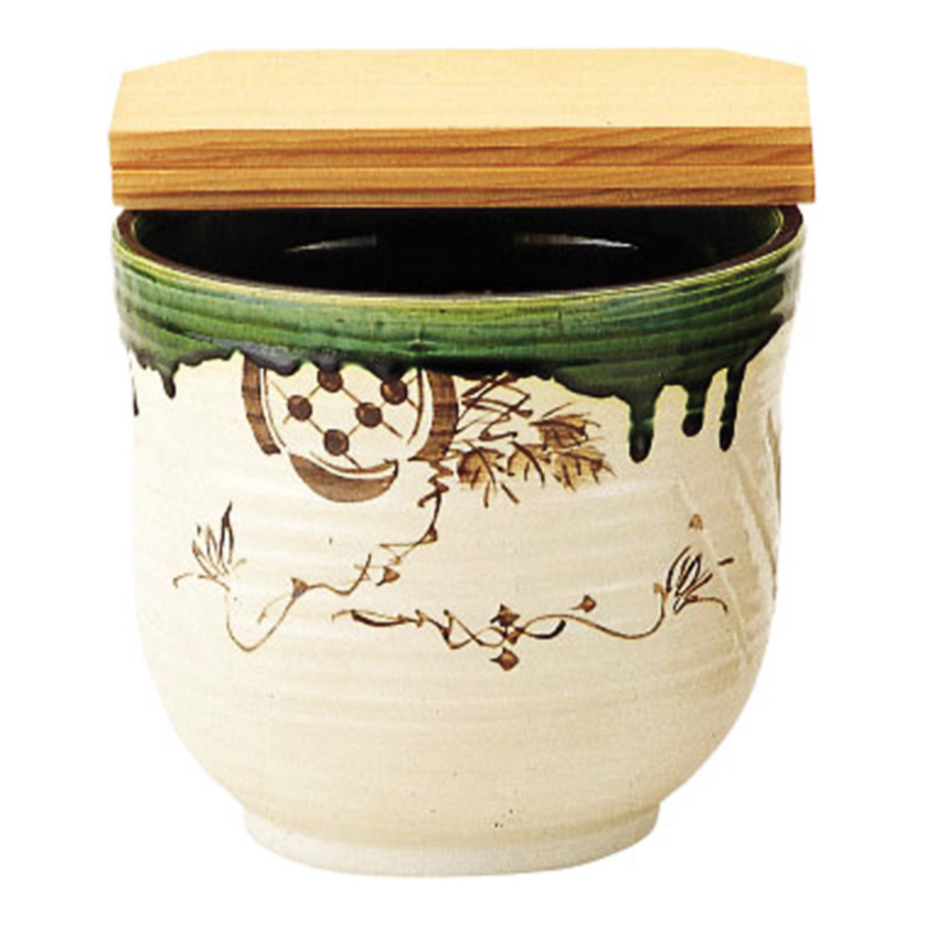 茶道具 水屋瓶（みずやがめ） 水屋瓶 織部 小 杉割蓋付 五陶