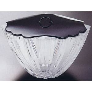 茶道具 クリスタルカットガラス水指 輪島塗蝋色仕上塗蓋 フランス製 水指