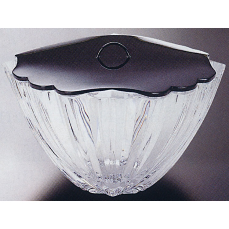 茶道具 クリスタルカットガラス水指 輪島塗蝋色仕上塗蓋 フランス製 水指
