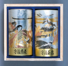 宇治茶詰合せ 『彫刻缶セット』 (高級手作り缶) 玉露・煎茶 二本詰