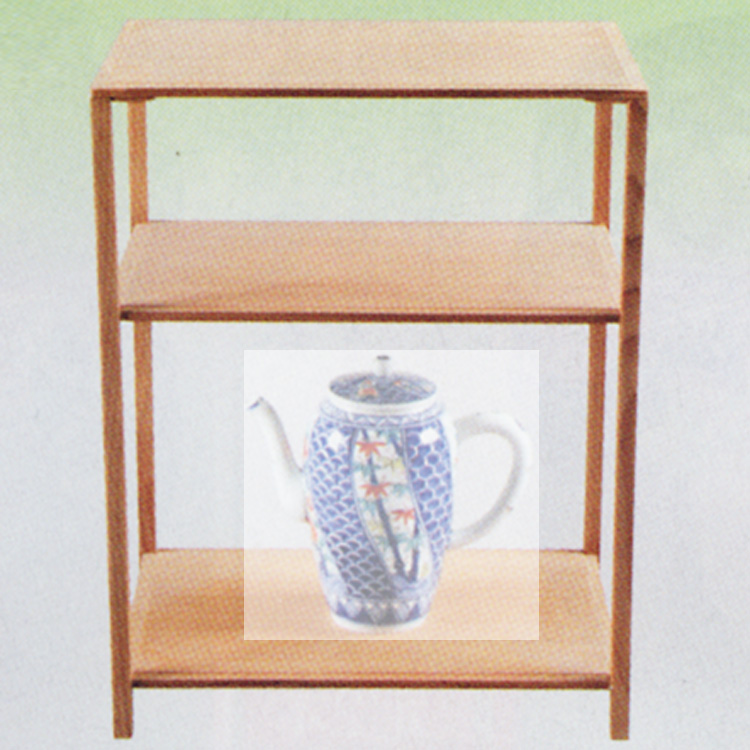 茶道具 煎茶棚 二重棚 木地 ●写真は使用例です。「水注 色絵祥瑞 四君子」は別売です。