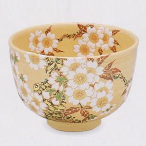 茶道具 抹茶茶碗（まっちゃちゃわん） 色絵　山桜　茶碗 田中 方円作