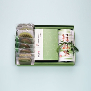 老舗茶舗の京都 宇治抹茶焼き菓子と宇治冠煎茶の詰合せ