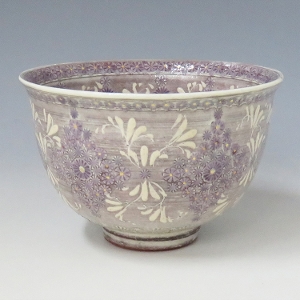 茶道具 抹茶茶碗（まっちゃちゃわん） 紫彩華紋茶碗 森里 陶楽