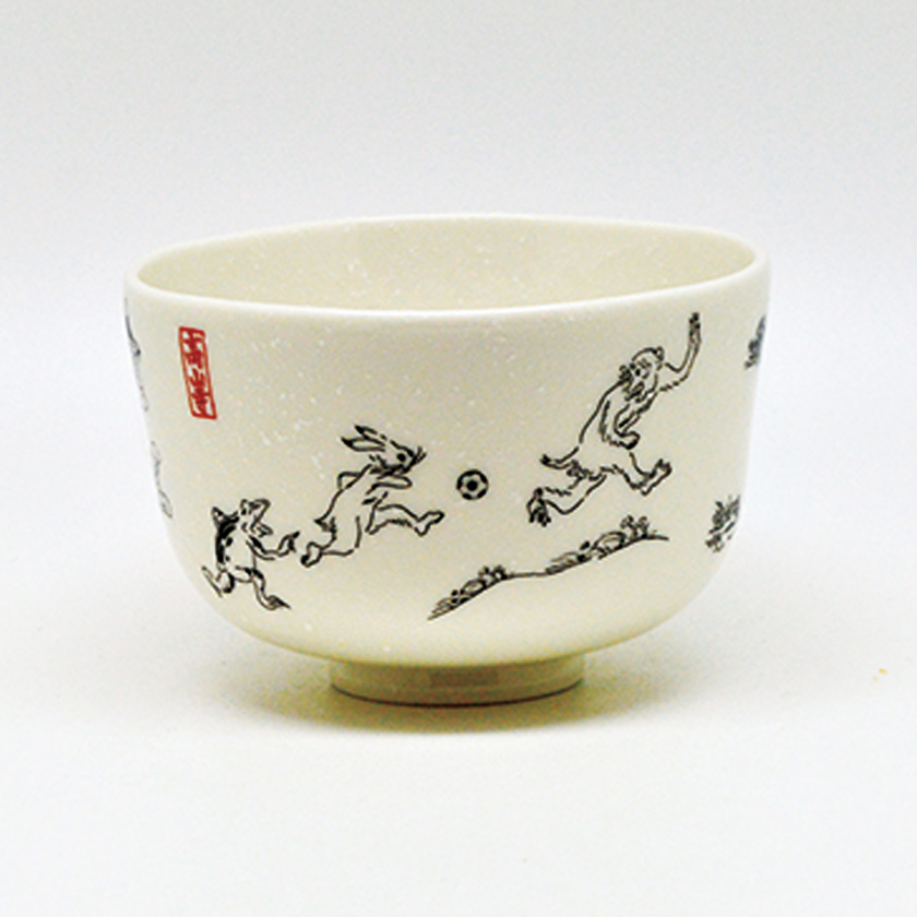 茶道具 抹茶茶碗（まっちゃちゃわん） 茶碗 スポーツ鳥獣戯画 サッカー 花月窯