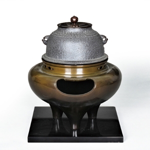 茶道具 風炉（ふろ） 唐銅朝鮮風炉電気炭セット　100V 500W
