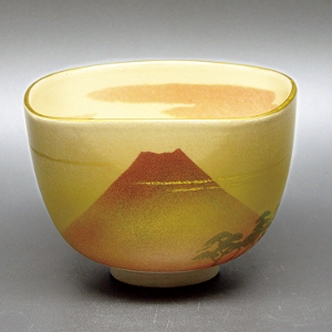 茶道具 抹茶茶碗（まっちゃちゃわん） 茶碗 四方 赤富士 通次 阿山 作 