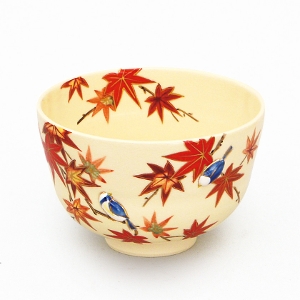 茶道具 抹茶茶碗（まっちゃちゃわん） 茶碗 仁清 紅葉（鳥付） 小手鞠窯