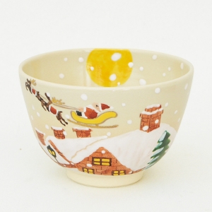 茶道具 抹茶茶碗（まっちゃちゃわん） 茶碗 色絵 サンタクロース　クリスマス 加藤 永山
