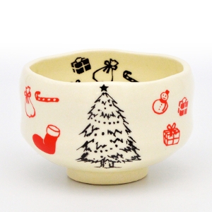 茶道具 小茶碗（こちゃわん） 小茶碗 ツリーとプレゼント クリスマス 豊窯