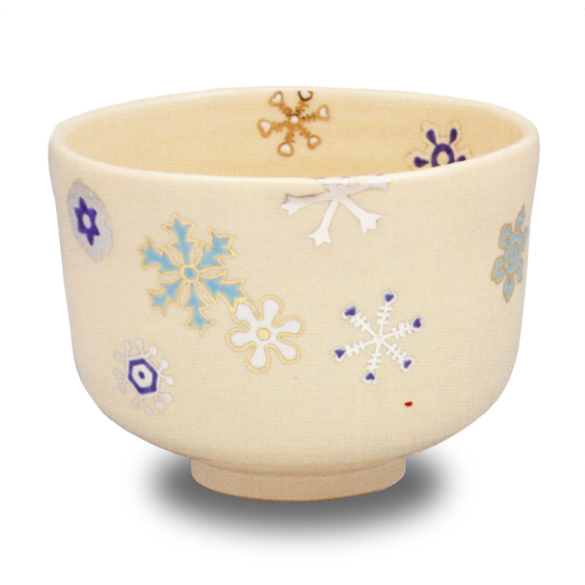 茶道具 抹茶茶碗（まっちゃちゃわん） 色絵 雪輪紋 茶碗 クリスマス 