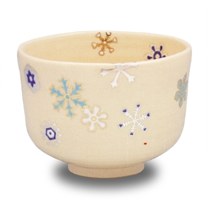 茶道具 抹茶茶碗（まっちゃちゃわん） 色絵 雪輪紋 茶碗 クリスマス 田中 方円