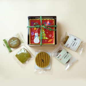 宇治抹茶焼き菓子5種5個詰合せ クリスマス限定BOX メッセージ緑茶入り