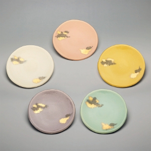 茶道具 菓子器（かしき） 五色金銀彩銘々皿 5枚セット 吉村 楽入