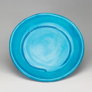 茶道具 菓子器（かしき） 円相皿 トルコ青釉 楽入窯