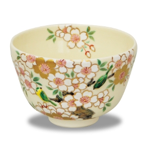 茶道具 抹茶茶碗（まっちゃちゃわん） 茶碗 仁清 桜（メジロ付） 小手鞠窯