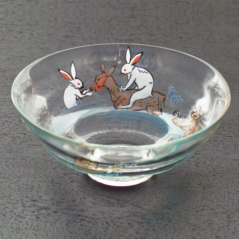 茶道具 平茶碗（ひらちゃわん） ガラス平茶碗 動物水遊び 【耐熱】 小