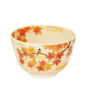 茶道具 抹茶茶碗（まっちゃちゃわん） 茶碗 色絵 紅葉に雀 加藤 起楽