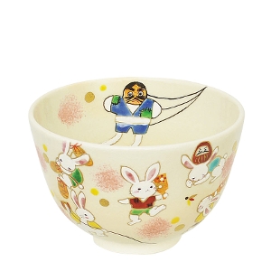 茶道具 抹茶茶碗（まっちゃちゃわん） 茶碗 色絵 兎の正月 干支 加藤 永山