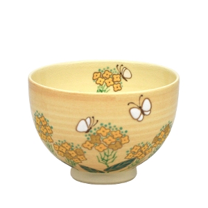 茶道具 抹茶茶碗（まっちゃちゃわん） 茶碗 菜の花に蝶 見谷 福峰